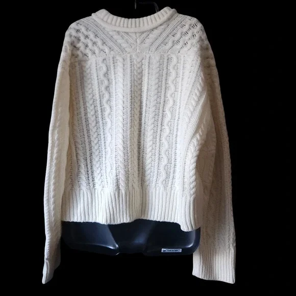 RE/DONE Natural Crewneck Cable Knit Pullover Sweater Medium Preppy Cabin NWT$495 - Picture 7 of 12
